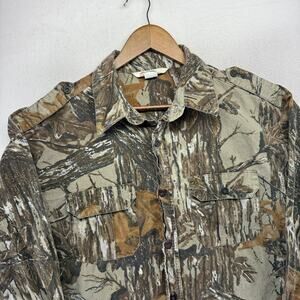 Vintage Camco Shirt Men's 2XL Green Brown Realtree Camo All Over Hunting USA 90s